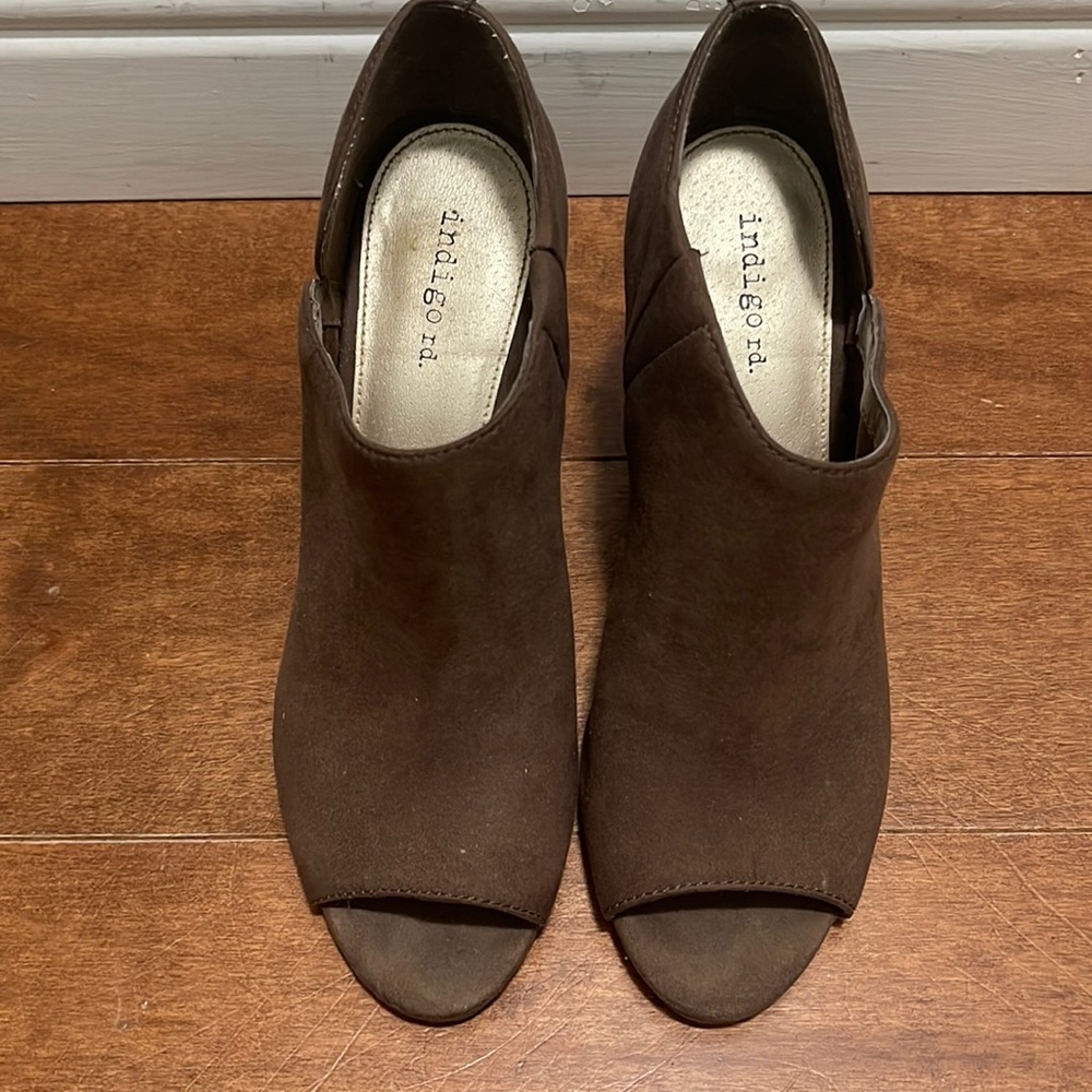 Indigo Rd Brown Open Toe Bootie